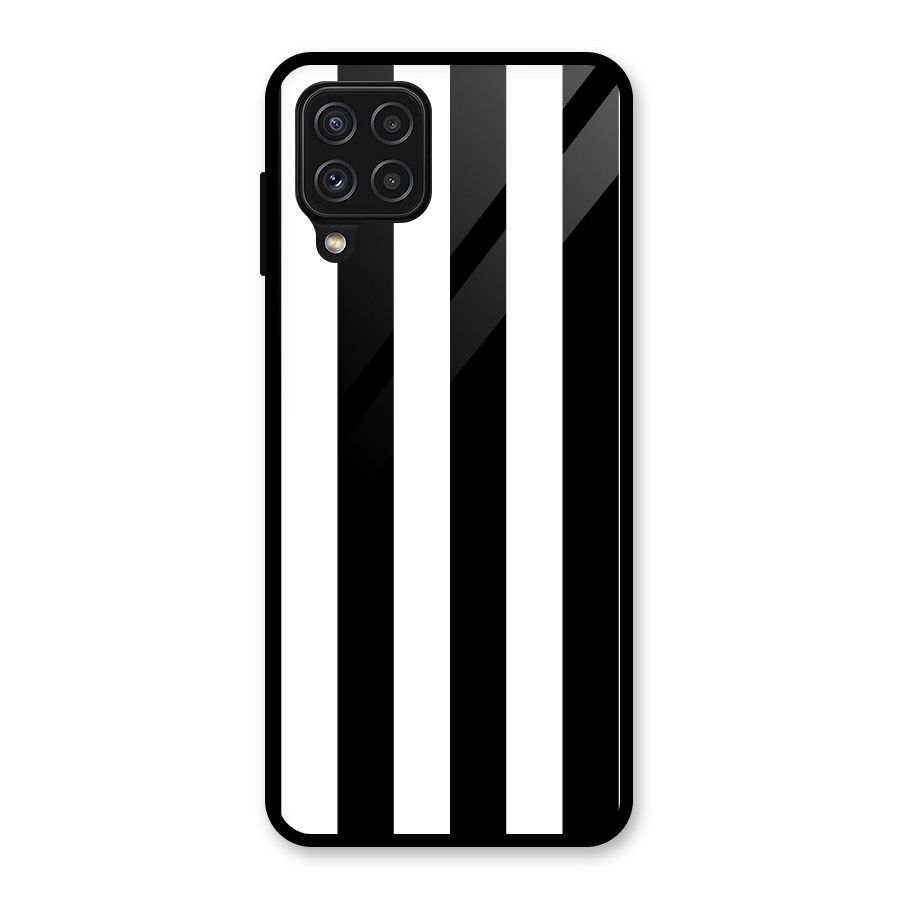 Lavish Black Stripes Glass Back Case for Galaxy A22 4G