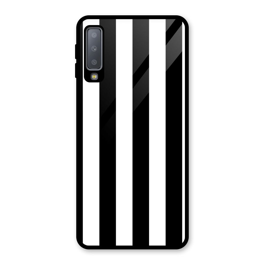 Lavish Black Stripes Glass Back Case for Galaxy A7 (2018)