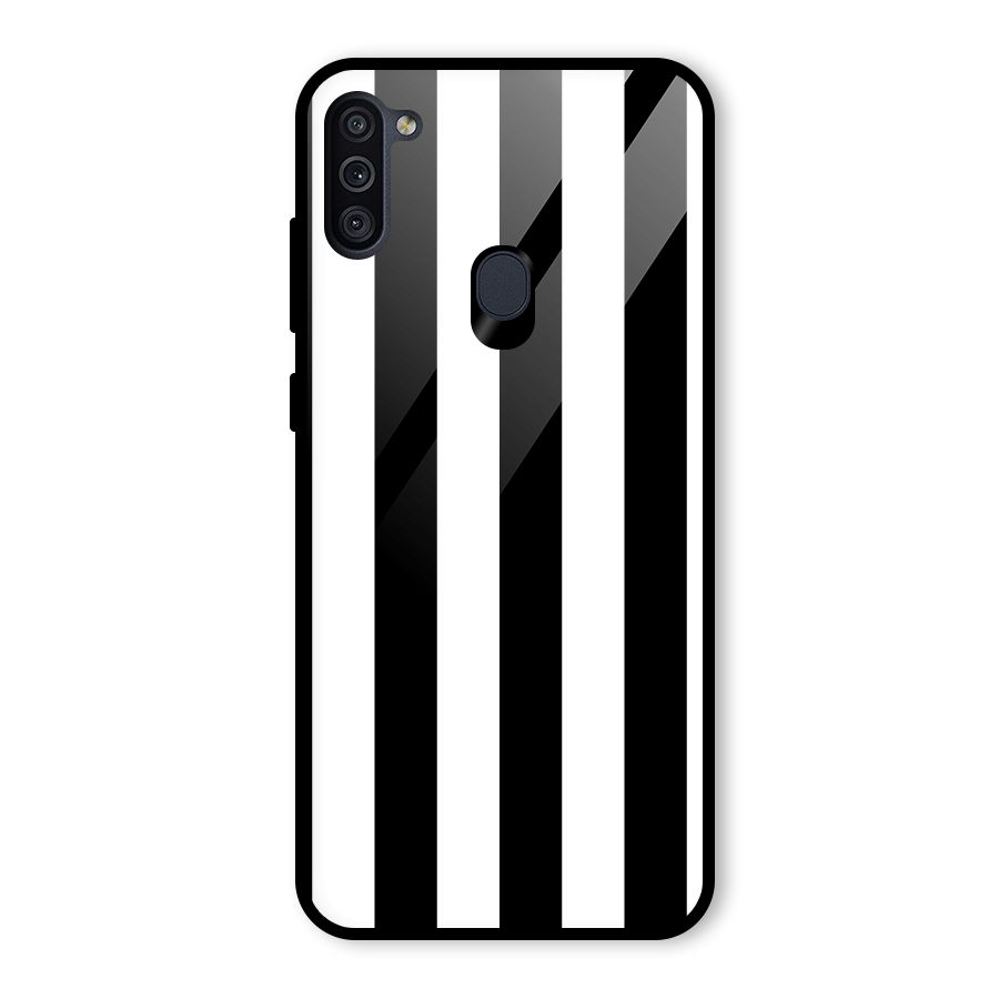 Lavish Black Stripes Glass Back Case for Galaxy M11
