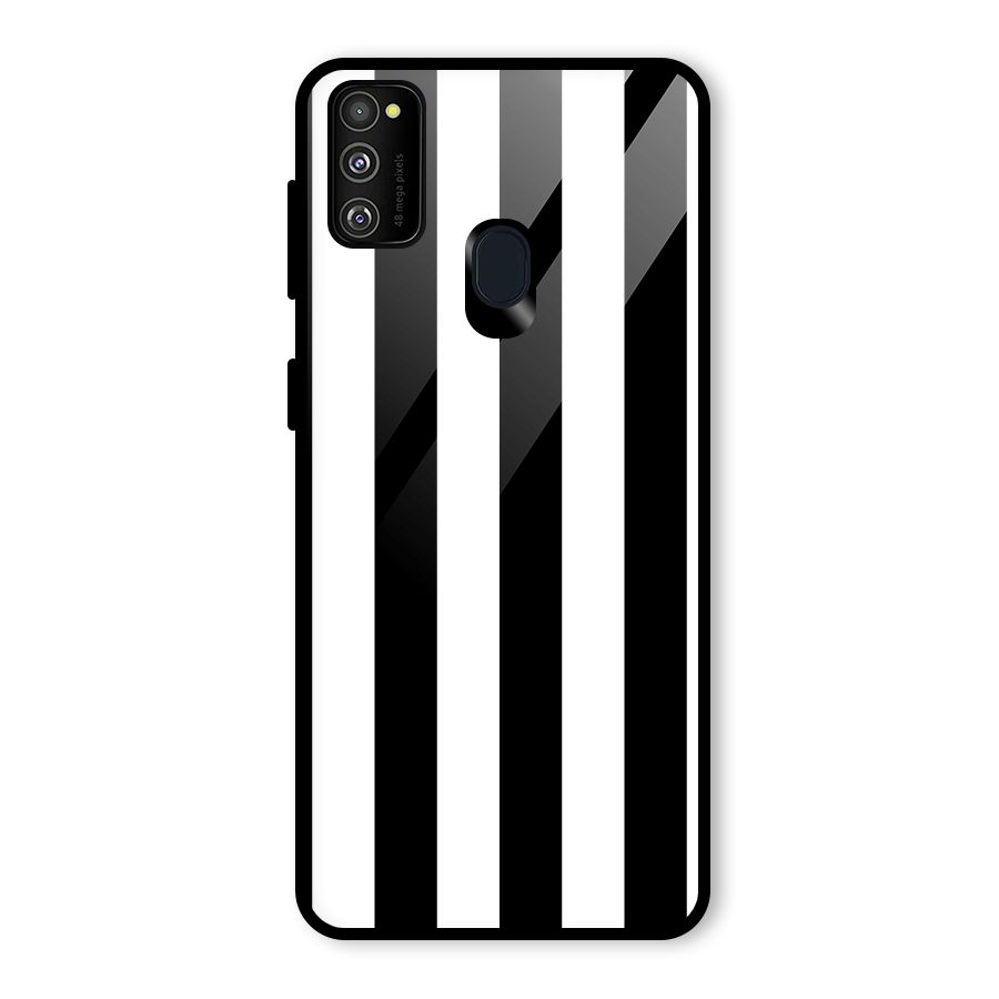 Lavish Black Stripes Glass Back Case for Galaxy M30s