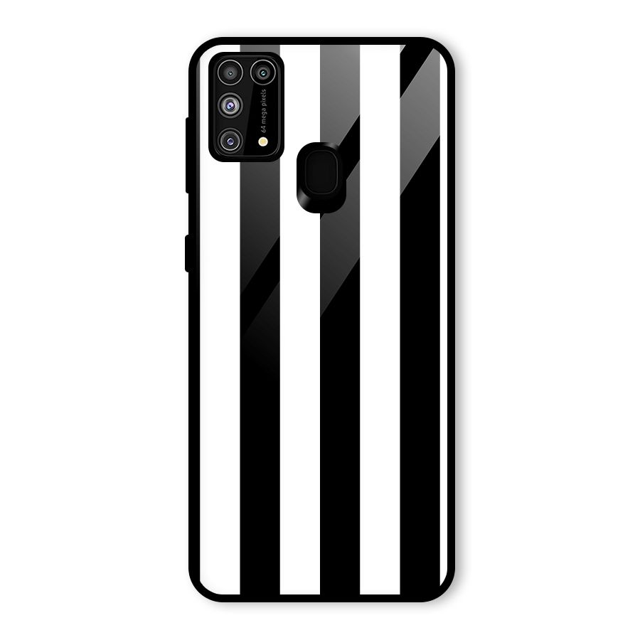 Lavish Black Stripes Glass Back Case for Galaxy M31