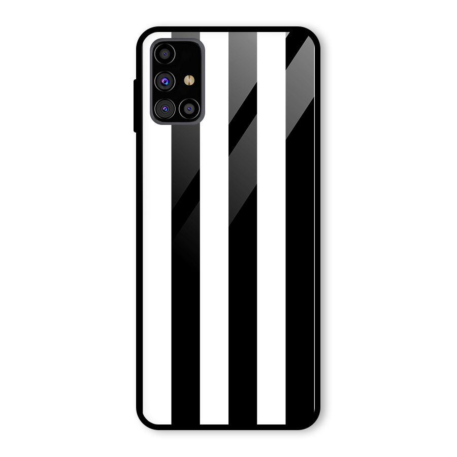 Lavish Black Stripes Glass Back Case for Galaxy M31s