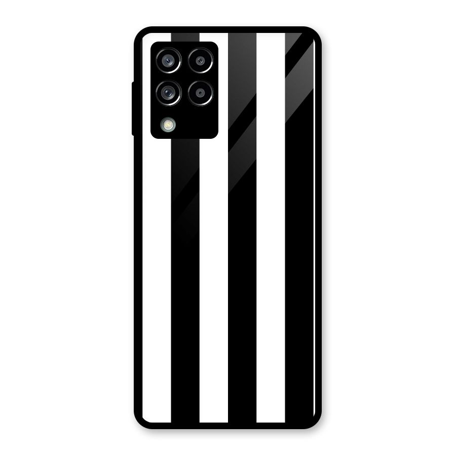Lavish Black Stripes Glass Back Case for Galaxy M53 5G