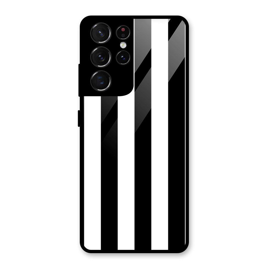 Lavish Black Stripes Glass Back Case for Galaxy S21 Ultra 5G