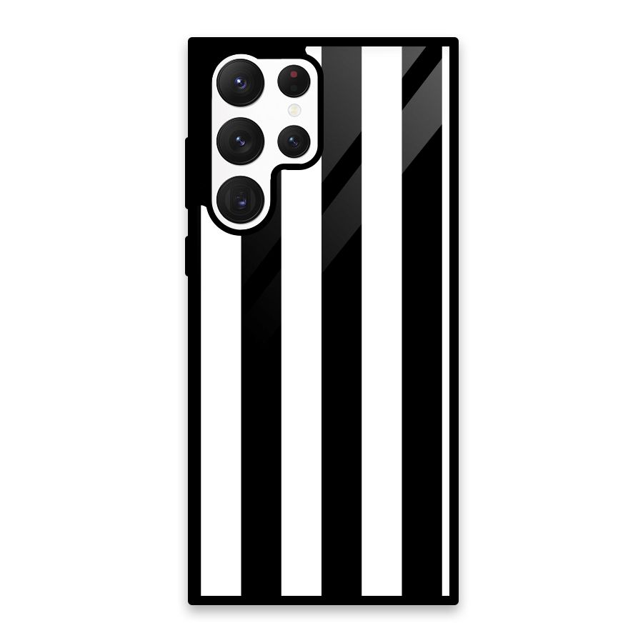 Lavish Black Stripes Glass Back Case for Galaxy S22 Ultra 5G