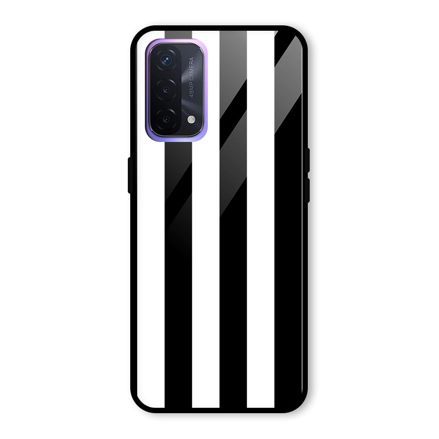 Lavish Black Stripes Glass Back Case for Oppo A74 5G
