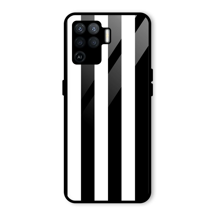 Lavish Black Stripes Glass Back Case for Oppo F19 Pro