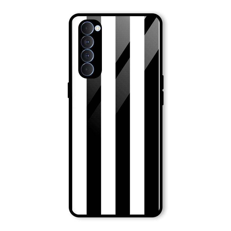 Lavish Black Stripes Glass Back Case for Oppo Reno4 Pro