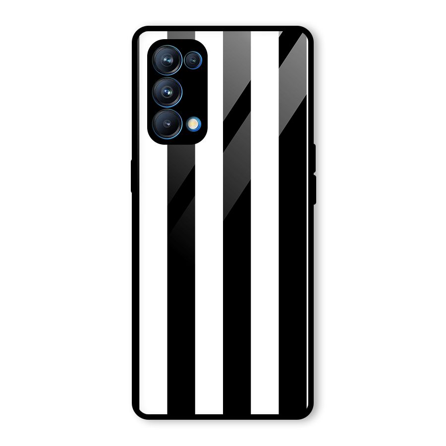 Lavish Black Stripes Glass Back Case for Oppo Reno5 Pro 5G