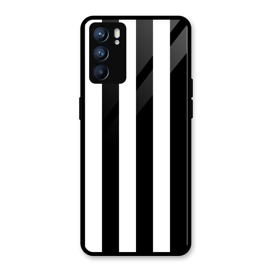 Lavish Black Stripes Glass Back Case for Oppo Reno6 5G