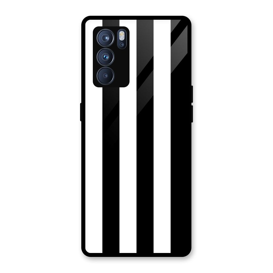 Lavish Black Stripes Glass Back Case for Oppo Reno6 Pro 5G