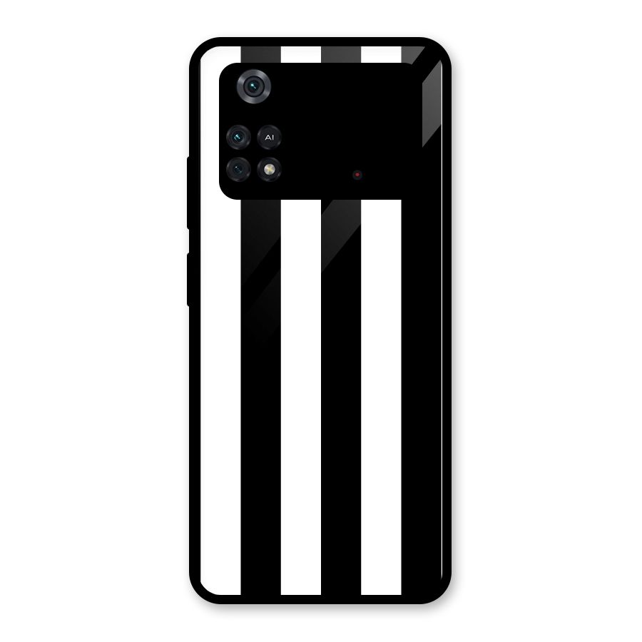 Lavish Black Stripes Glass Back Case for Poco M4 Pro 4G