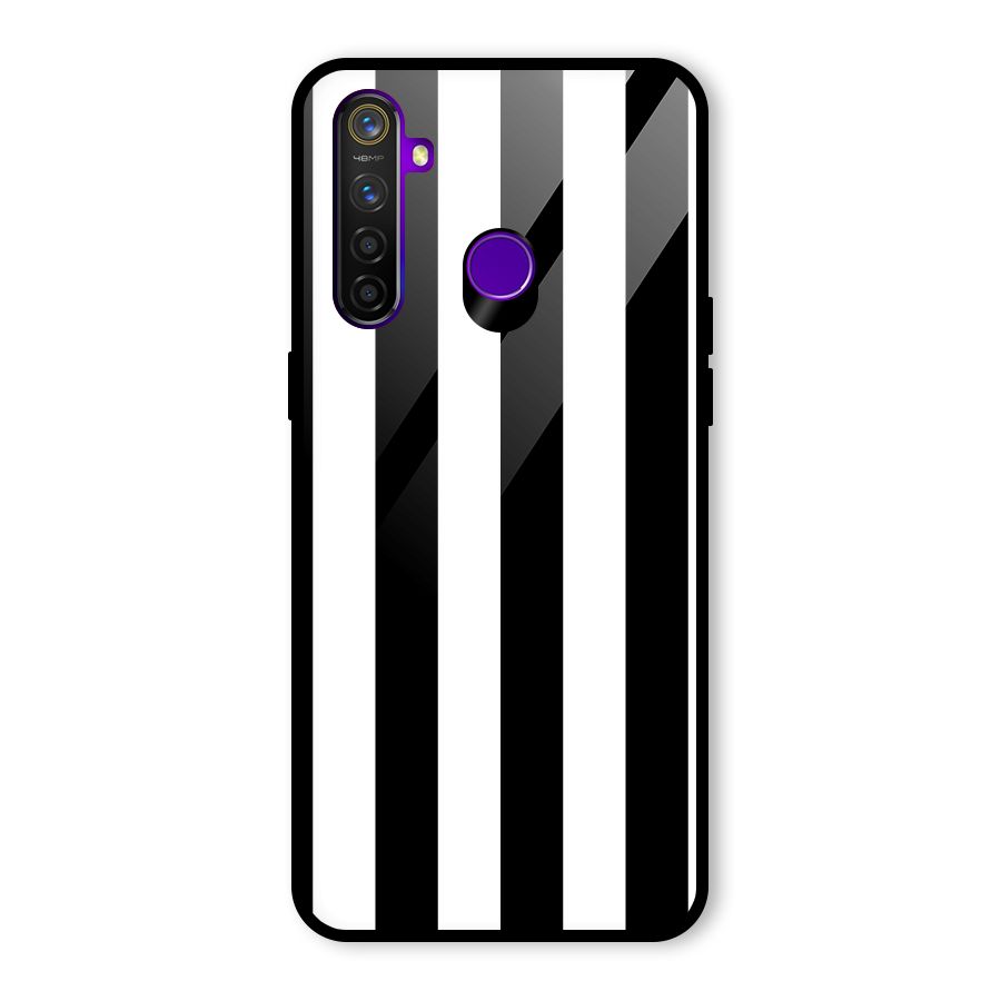 Lavish Black Stripes Glass Back Case for Realme 5 Pro