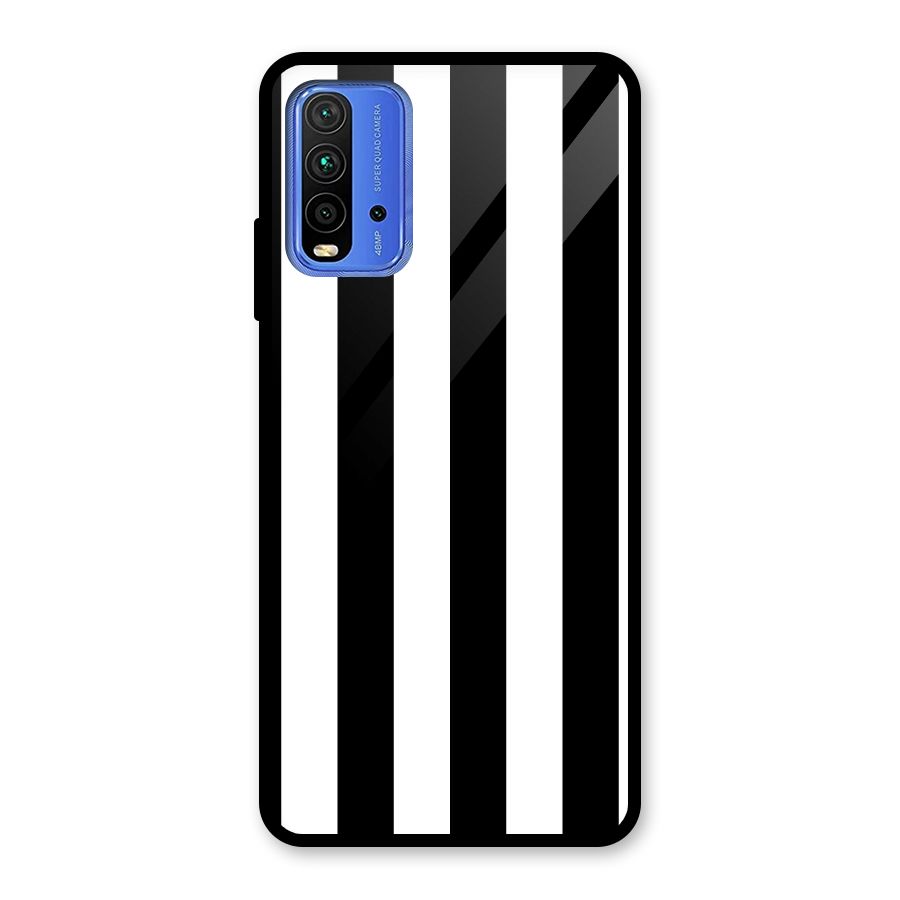 Lavish Black Stripes Glass Back Case for Redmi 9 Power