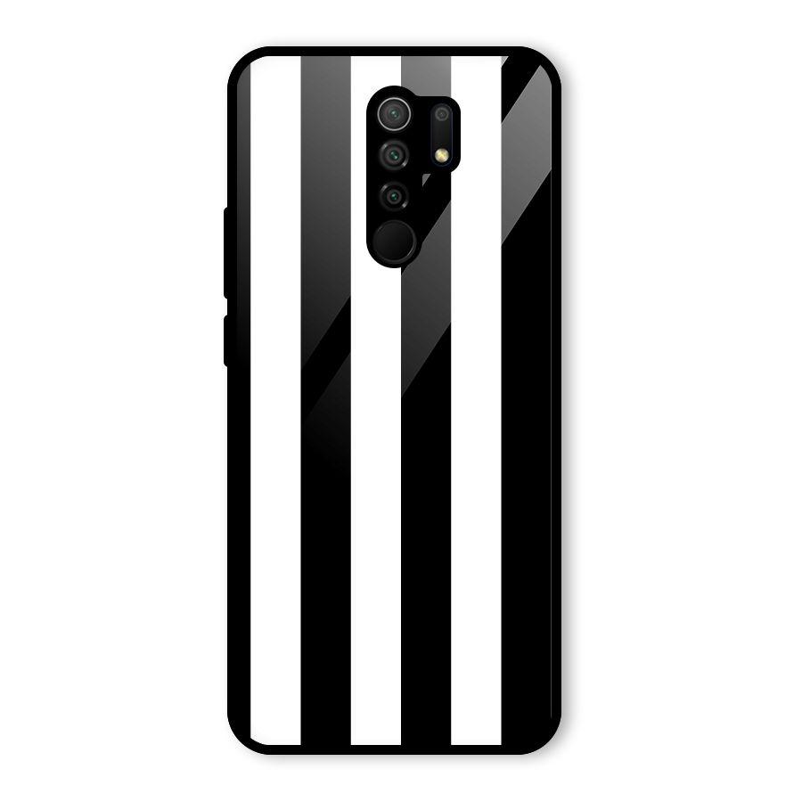 Lavish Black Stripes Glass Back Case for Redmi 9 Prime