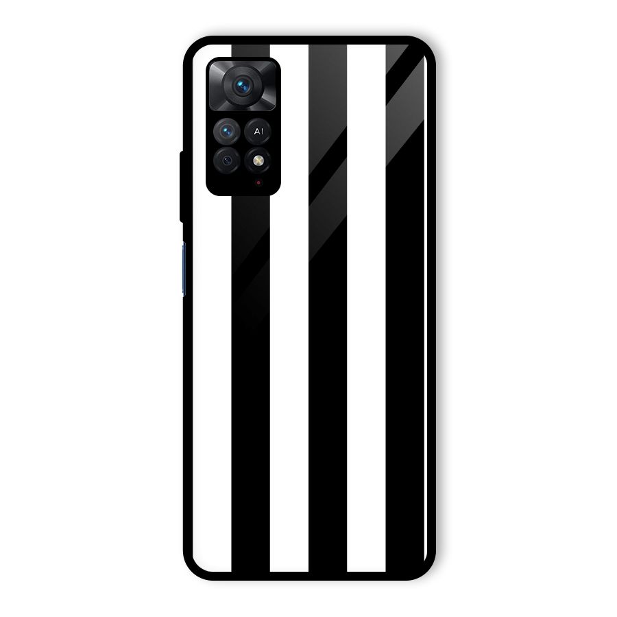 Lavish Black Stripes Glass Back Case for Redmi Note 11 Pro