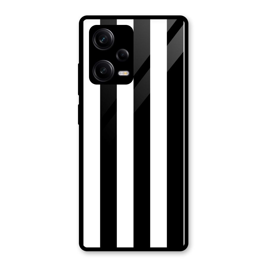 Lavish Black Stripes Glass Back Case for Redmi Note 12 Pro