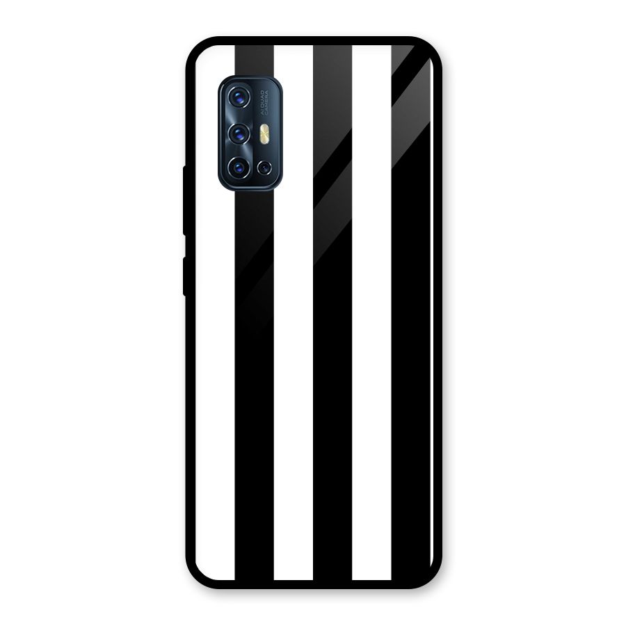 Lavish Black Stripes Glass Back Case for Vivo V17