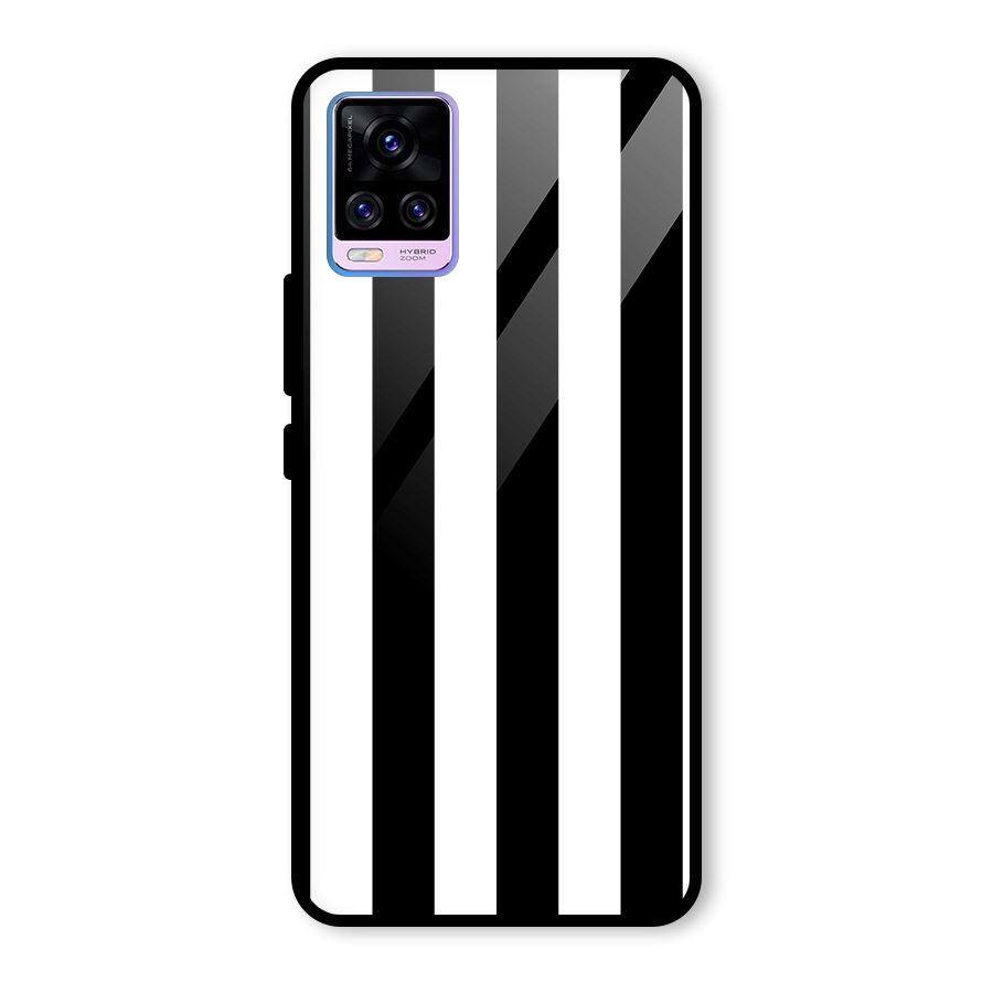 Lavish Black Stripes Glass Back Case for Vivo V20 Pro