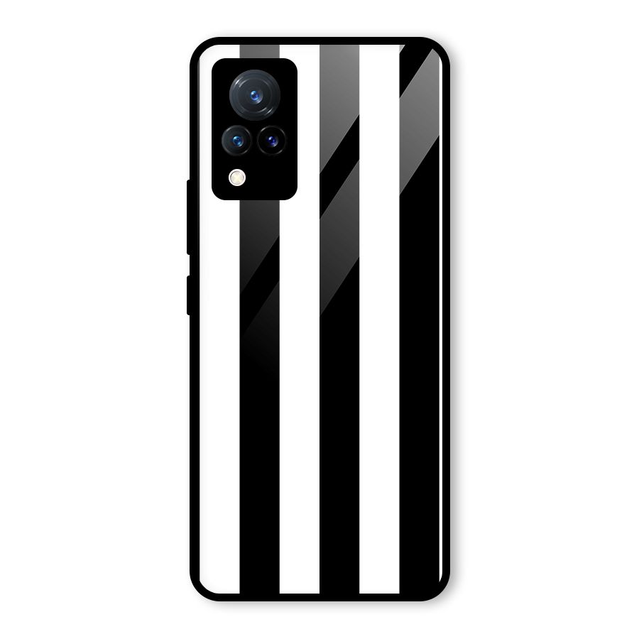 Lavish Black Stripes Glass Back Case for Vivo V21 5G