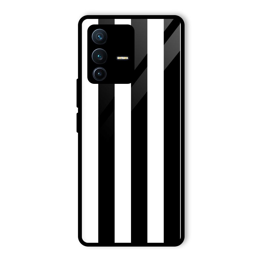 Lavish Black Stripes Glass Back Case for Vivo V23 Pro