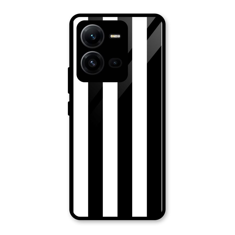 Lavish Black Stripes Glass Back Case for Vivo V25