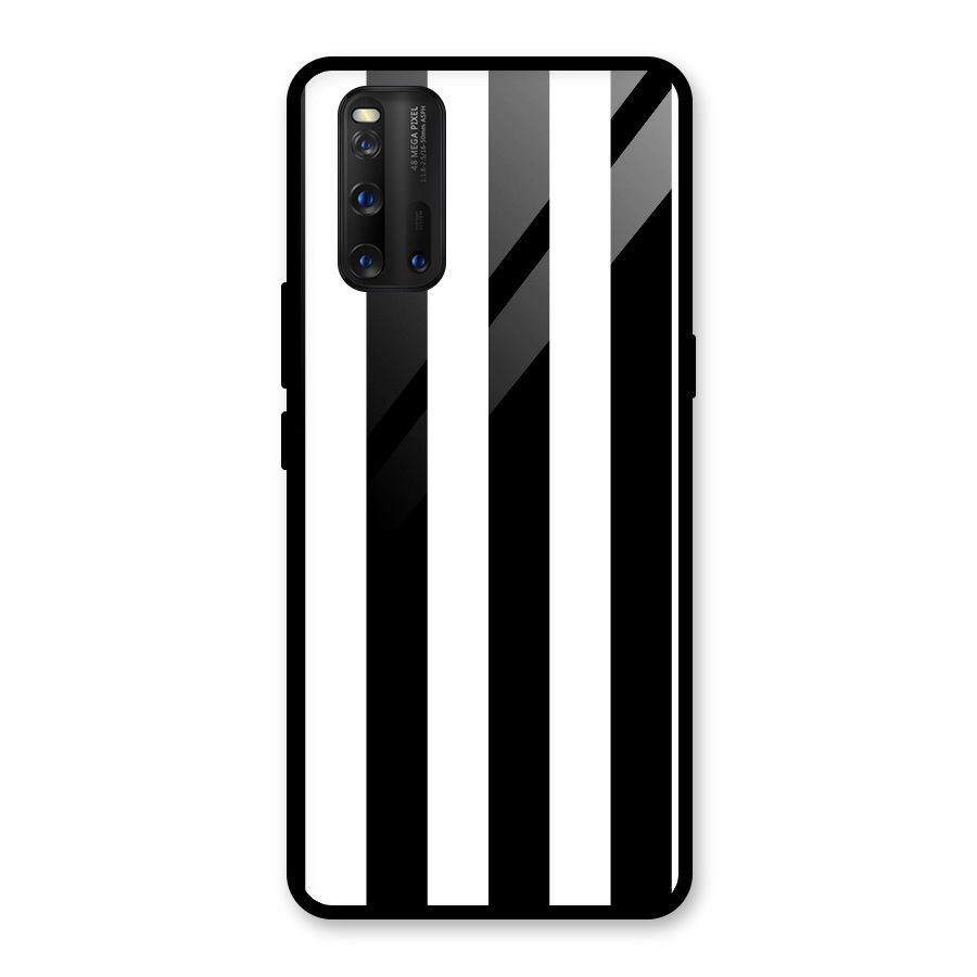 Lavish Black Stripes Glass Back Case for Vivo iQOO 3