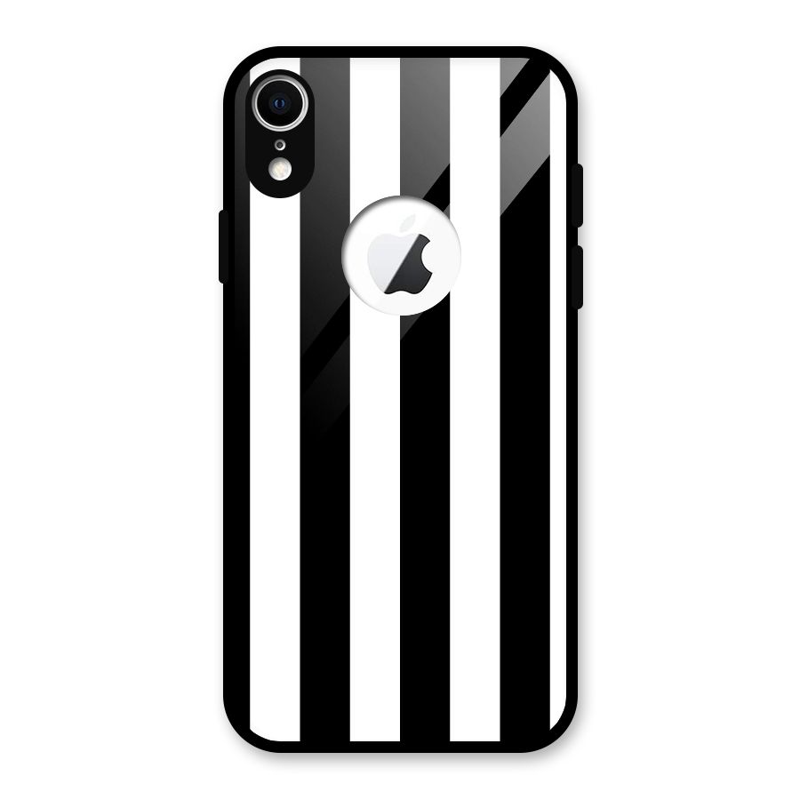 Lavish Black Stripes Glass Back Case for iPhone XR Logo Cut
