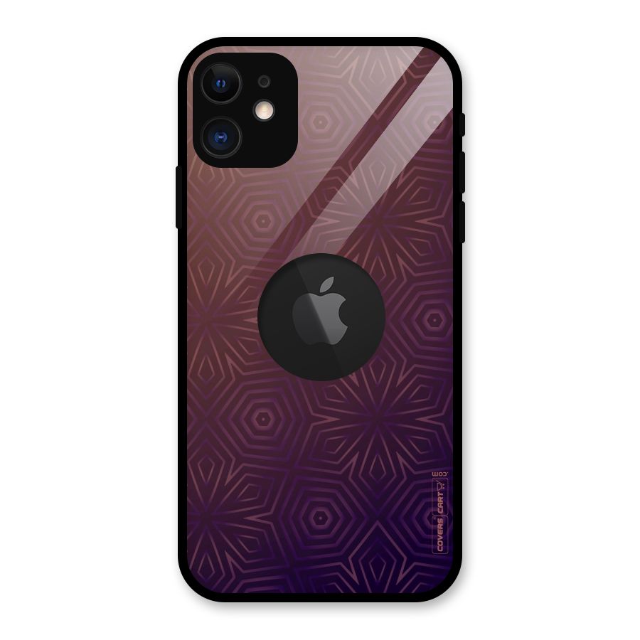 Lavish Purple Pattern Glass Back Case for iPhone 11 Logo Cut