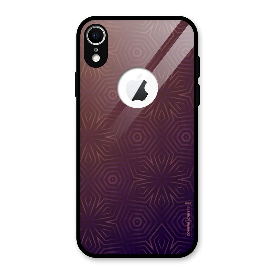 Lavish Purple Pattern Glass Back Case for iPhone XR Logo Cut