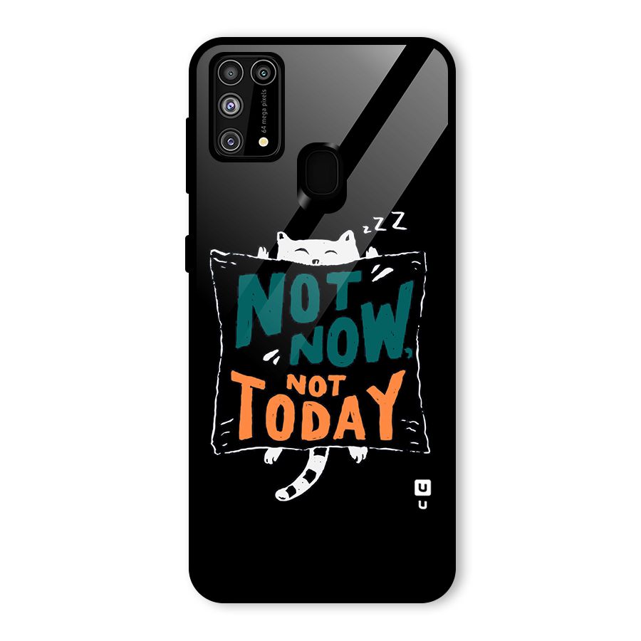 Lazy Cat Not Today Glass Back Case for Galaxy F41