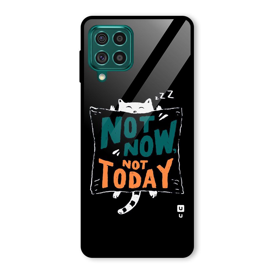 Lazy Cat Not Today Glass Back Case for Galaxy F62