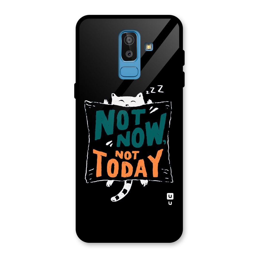 Lazy Cat Not Today Glass Back Case for Galaxy J8