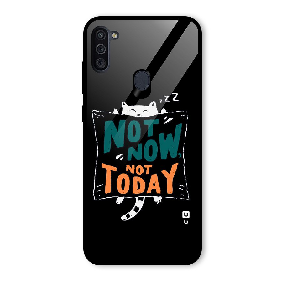 Lazy Cat Not Today Glass Back Case for Galaxy M11