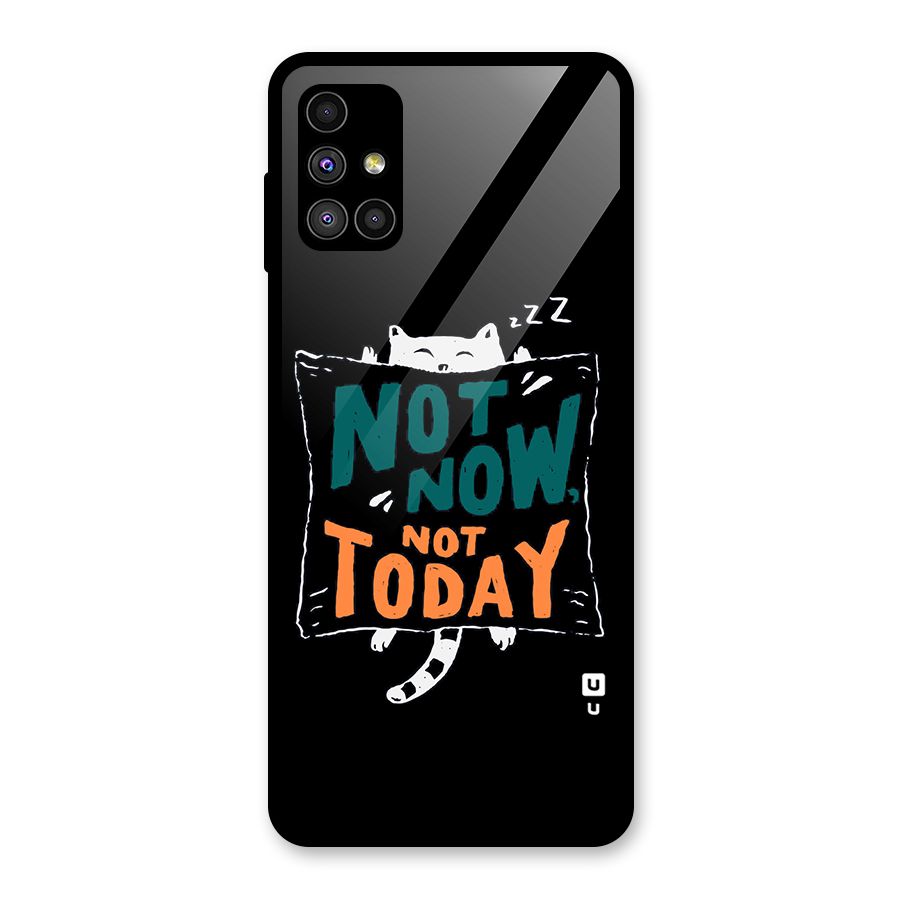 Lazy Cat Not Today Glass Back Case for Galaxy M51