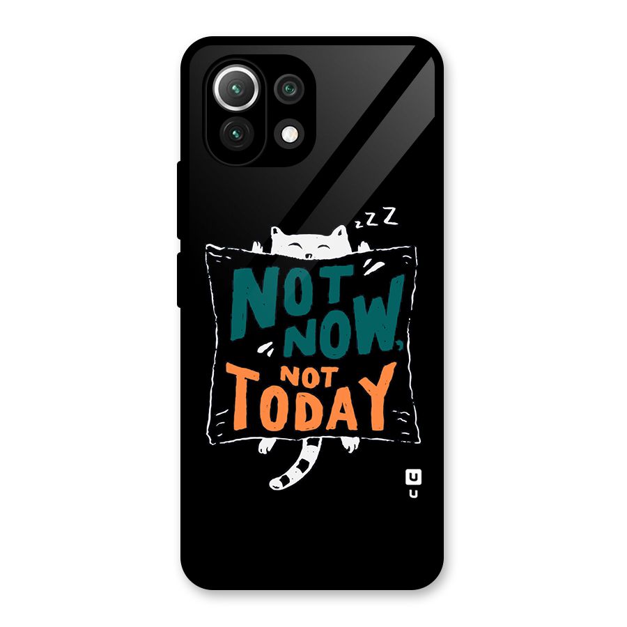 Lazy Cat Not Today Glass Back Case for Mi 11 Lite NE 5G