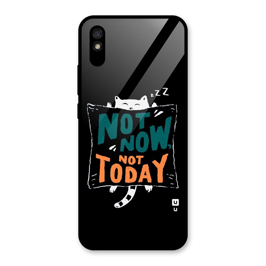 Lazy Cat Not Today Glass Back Case for Redmi 9i