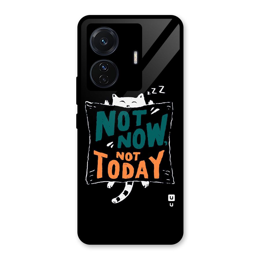 Lazy Cat Not Today Glass Back Case for Vivo T1 Pro