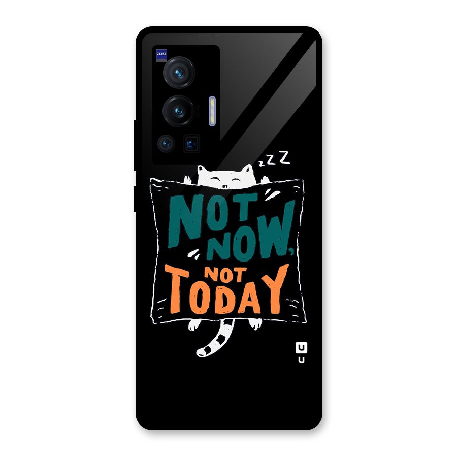 Lazy Cat Not Today Glass Back Case for Vivo X70 Pro