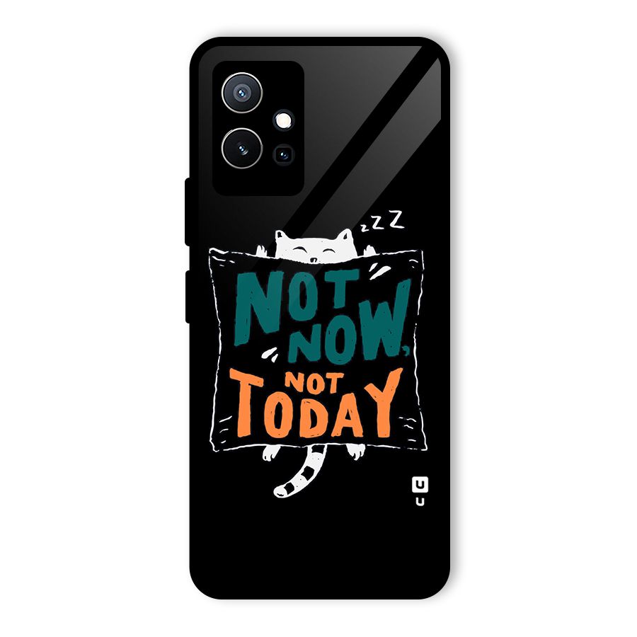 Lazy Cat Not Today Glass Back Case for Vivo Y75 5G