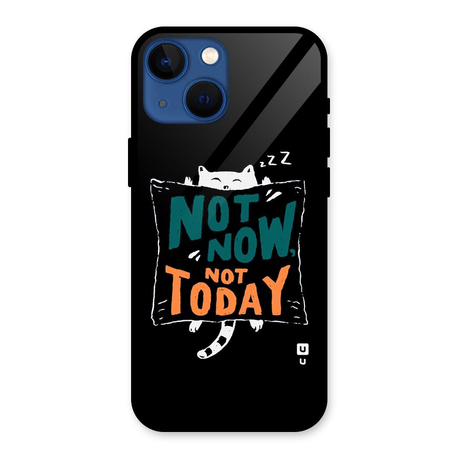 Lazy Cat Not Today Glass Back Case for iPhone 13 Mini