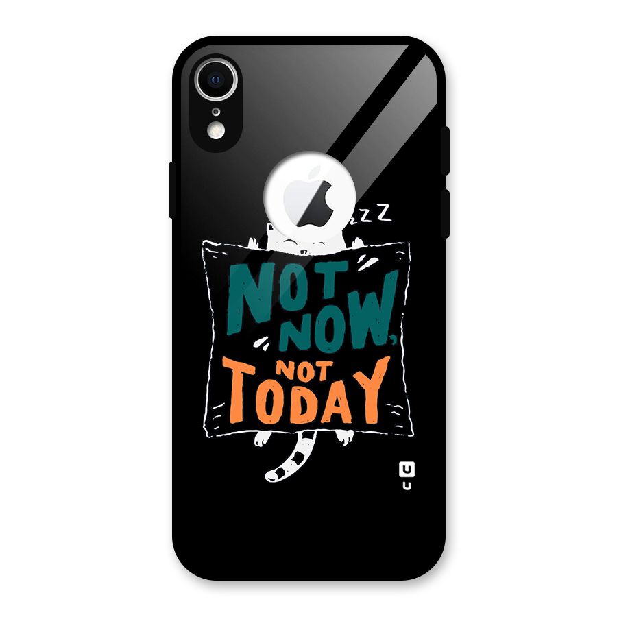 Lazy Cat Not Today Glass Back Case for iPhone XR Logo Cut
