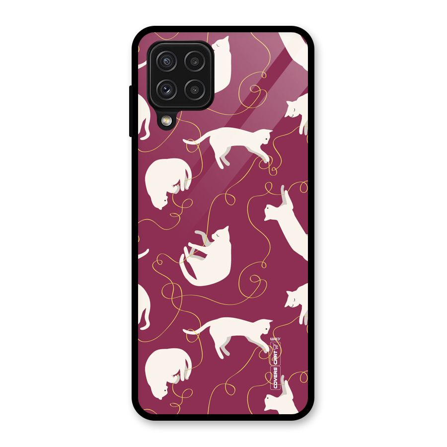 Lazy Kitty Glass Back Case for Galaxy A22 4G