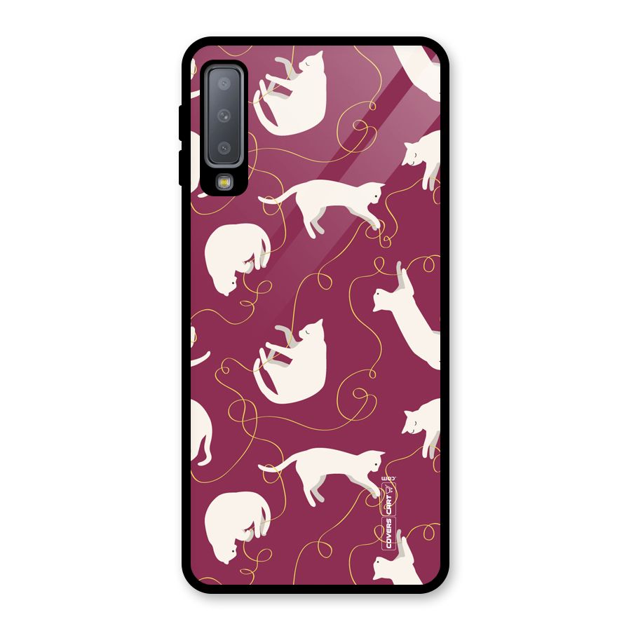 Lazy Kitty Glass Back Case for Galaxy A7 (2018)