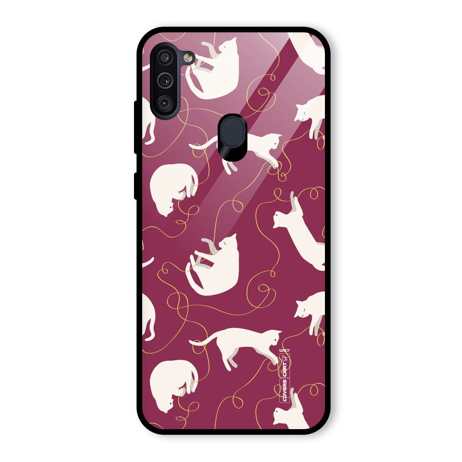 Lazy Kitty Glass Back Case for Galaxy M11
