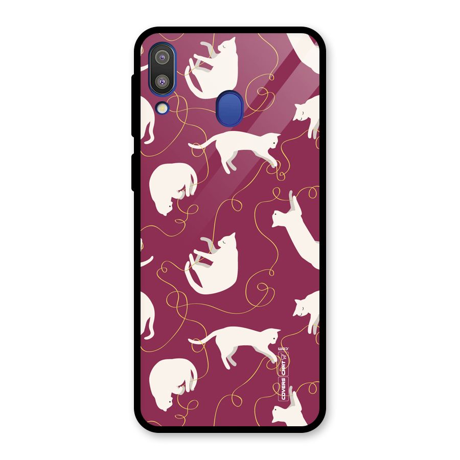 Lazy Kitty Glass Back Case for Galaxy M20