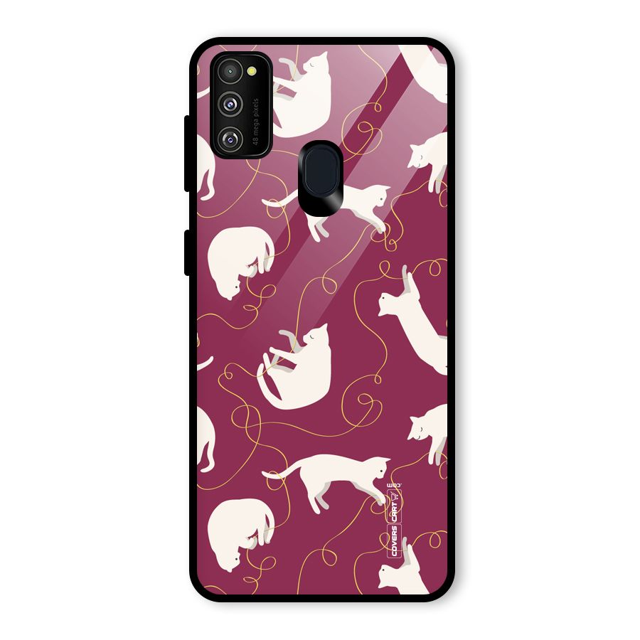 Lazy Kitty Glass Back Case for Galaxy M30s