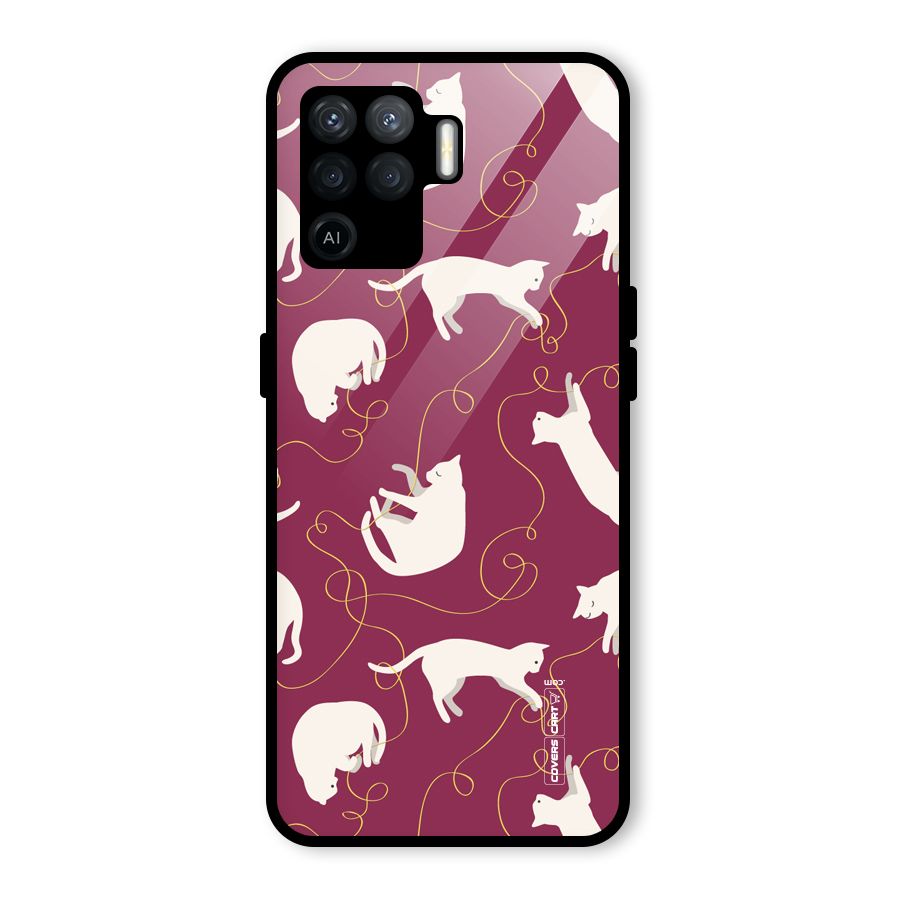 Lazy Kitty Glass Back Case for Oppo F19 Pro
