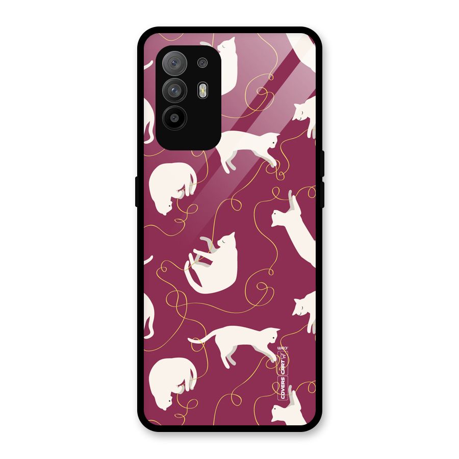 Lazy Kitty Glass Back Case for Oppo F19 Pro Plus 5G