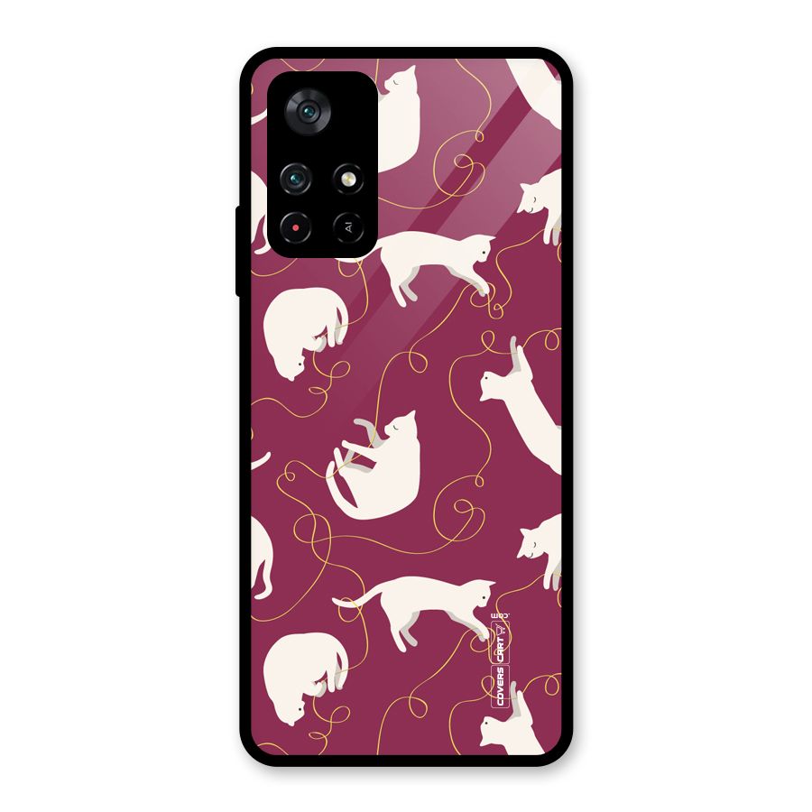 Lazy Kitty Glass Back Case for Poco M4 Pro 5G